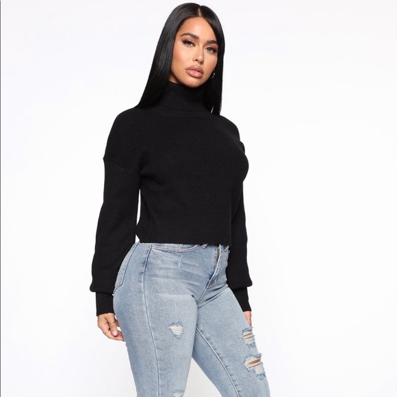 Tops - OVERSIZED CROP TURTLENECK SWEATER